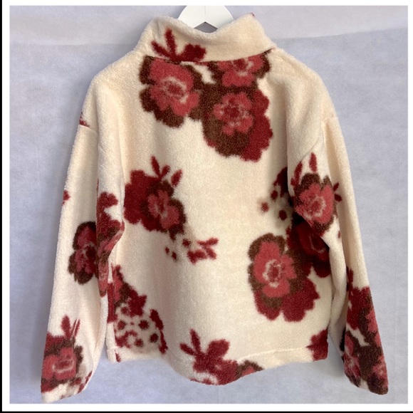 Loft Floral Sherpa Half Zip Sweatshirt M & L - Picture 8 of 12